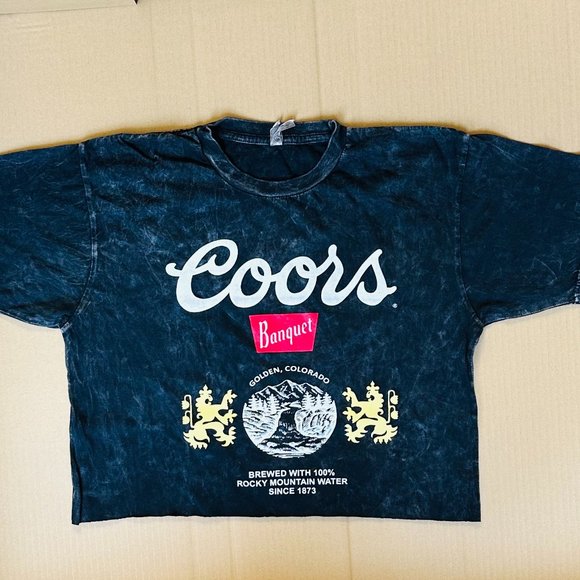 Tops - Coors banquet crop top tshirt bleached